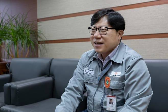 김대식 한화오션 특수선·MRO 사업 상무 (거제=연합뉴스) 이정훈 기자 = 김대식 한화오션 특수선·MRO 사업 상무가 지난 20일 한화오션 거제사업장에서 연합뉴스와 인터뷰하고 있다.