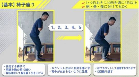 천천히 의자 앉기. 출처-후지뉴스네트워크