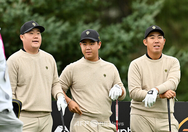 한국 남자골프의 간판스타 임성재, 김주형, 안병훈 프로. 사진은 2024 프레지던츠컵에 출전했을 때 모습이다. 사진제공=ⓒAFPBBNews = News1