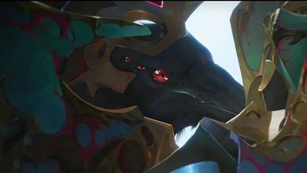 - 아케인 시즌2 마지막화 엔딩 장면에 등장한 3개 눈을 가진 까마귀 (출처 : 넷플릭스)