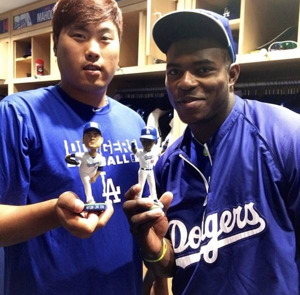 사진=야시엘 푸이그 SNS 캡쳐, 다저스 시절 류현진과 함께 찍은 사진