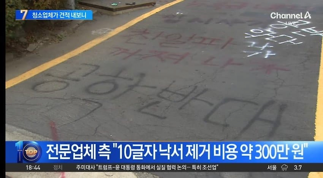 image.png 전문업체 측 \'동덕여대 락카 낙서 제거 비용 300만원\'
