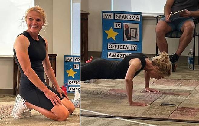 59세인 도나진 와일드는 1시간 동안 팔굽혀펴기 1575개를 해 네스세계기록에 등재됐다./사진=기네스세계기록