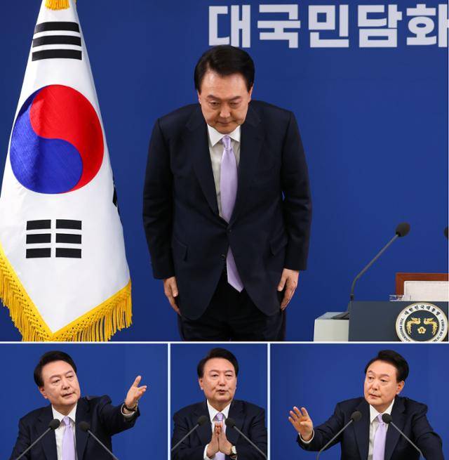 임기 반환점을 앞둔 지난 7일 윤석열 대통령이 서울 용산 대통령실 청사에서 대국민담화 및 기자회견을 하고 있다. 뉴시스