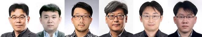 삼성전자 주요 부사장 승진자. 홍주선(왼쪽부터)DX부문 DA사업부 회로개발그룹장, 노경래 VD사업부 영업전략그룹장, 부민혁 MX사업부 어드밴스드디자인그룹장, 배승준 DS부문 메모리사업부 DRAM설계3그룹장, 유상민 S.LSI사업부 RF개발팀장, 이화성 제조&기술담당 파운드리 YE팀 PIE1그룹장 [삼성전자 제공]