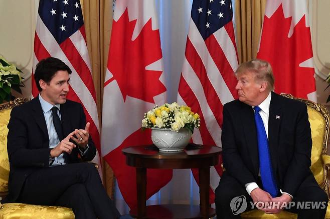 2019년 도널드 트럼프 당선인과 쥐스탱 트뤼도 총리의 회담 장면 [AFP 연합뉴스 자료사진]