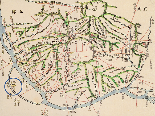 1861년 그려진 한성부 관할 지도인 경조오부도. 왼쪽 아래 ‘여의도’라고 쓰인 곳에 ‘목양(牧羊·양 등 가축을 침)’이라고 쓰여 있습니다. 서울역사박물관