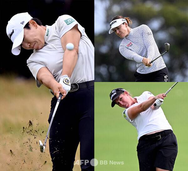 2024년 호주여자프로골프(WPGA) 투어 ISPS 한다 호주 여자오픈 우승 경쟁에 뛰어든 신지애 프로, 한나 그린, 애슐리 부하이가 경기하는 모습이다. 사진제공=ⓒAFPBBNews = News1