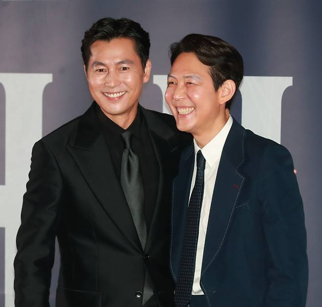2022년 7월 27일 오후 배우 정우성, 이정재가 서울 강남구 메가박스 코엑스점에서 진행된 영화 '헌트'(감독 이정재) 언론시사회에 참석해 포즈를 취하고 있다. /사진=뉴스1