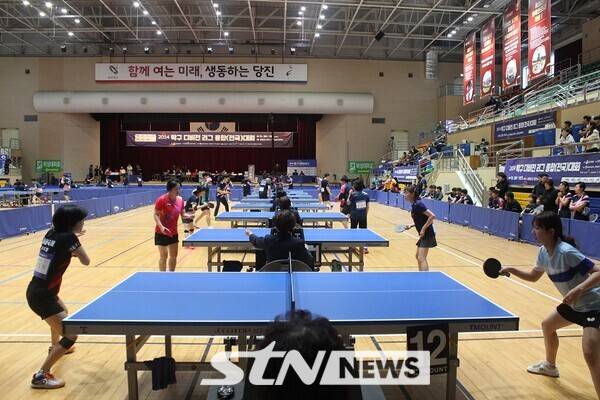 1일 충남 당진실내체육관에서 열린 2024 탁구 디비전리그 종합대회 현장 모습. 당진=사진┃김태일 기자