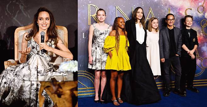 졸리가 입었던 디올의 플라워 프린트 드레스를 리폼해 입은 샤일로.