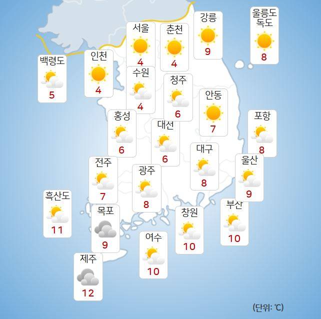 ⓒ기상청: 오늘(4일) 오후 날씨