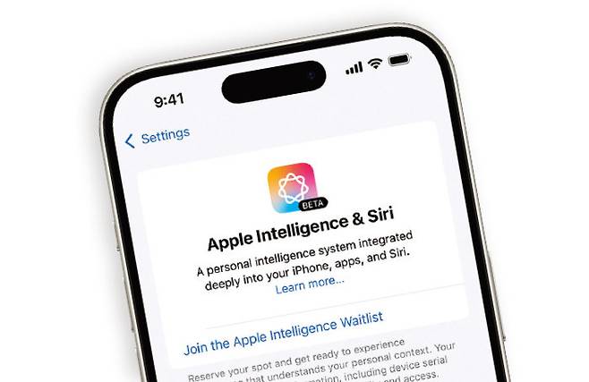 애플이 10월 28일 출시한 인공지능 ‘애플 인텔리전스’의 사용 설정 화면. [애플 제공]