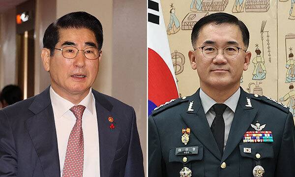 김용현 전 국방부 장관(왼쪽)과 여인형 방첩사령관. 뉴시스