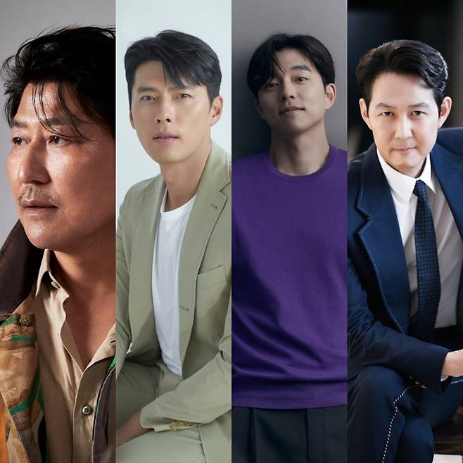 배우 송강호, 현빈, 공유, 이정재. 사진|각 소속사