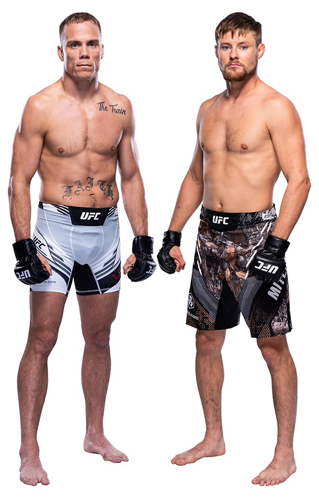 UFC 5승 파이터 네이트 랜드웨어(왼쪽), 전 UFC 페더급 9위 및 현재 13위 브라이스 미첼. 사진=TKO