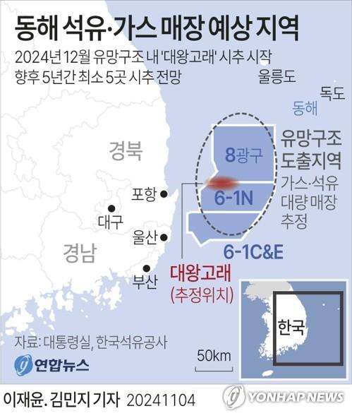 [그래픽] 동해 석유·가스 매장 예상 지역 (서울=연합뉴스) 이재윤 김민지 기자 = minfo@yna.co.kr
    X(트위터) @yonhap_graphics  페이스북 tuney.kr/LeYN1