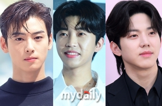 왼쪽부터 그룹 아스트로 겸 배우 차은우, 가수 임영웅, 밴드 데이식스 도운