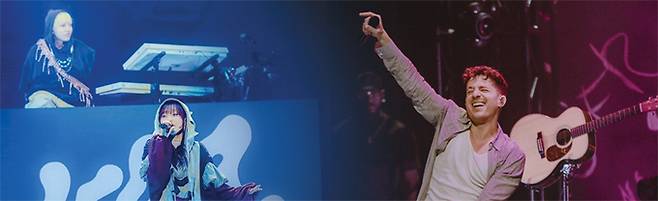 지난 7일과 8일 인천 인스파이어 아레나에서는 일본 혼성 듀오 요아소비(왼쪽)가, 서울 고척 스카이돔에서는 미국 싱어송라이터 겸 프로듀서 찰리 푸스가 단독 내한공연을 개최하면서 한국 팬들을 만났다. 리벳·라이브네이션 제공