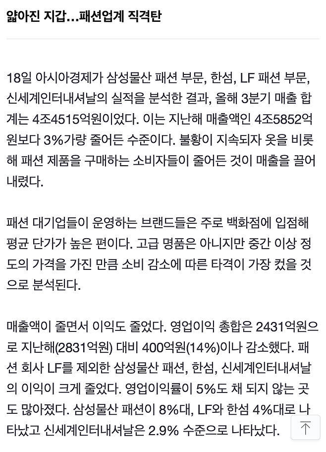 Screen Shot 2024-12-19 at 2.09.15 AM.png 역대급 내수한파...패션시장부터 도미노 위기