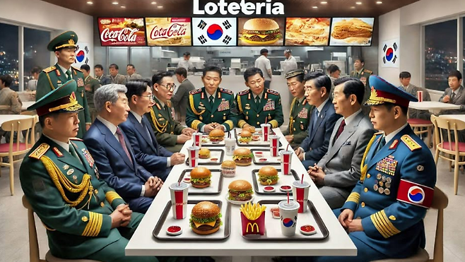 계엄 작전 모의를 풍자한 AI 생성 사진 (사진, 페이스북 등 SNS 갈무리)