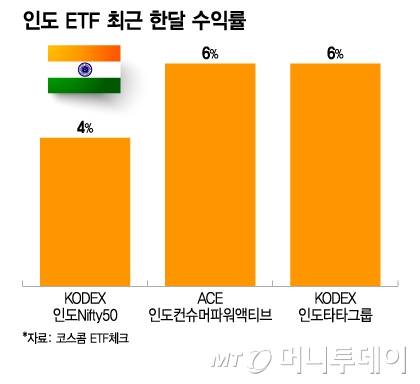 인도 ETF 최근 한달 수익률/그래픽=이지혜