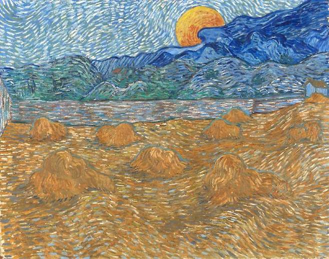 '"Landscape with Wheat Sheaves and Rising Moon" by Vincent van Gogh (Courtesy of Kroller-Muller Museum)