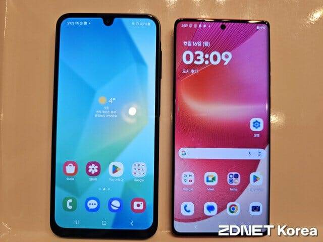갤럭시A16 LTE(왼쪽)와 모토로라 엣지50 퓨전 (사진=지디넷코리아)