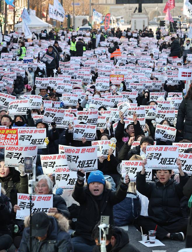 윤석열 파면 촉구 집회. 사진 | 연합