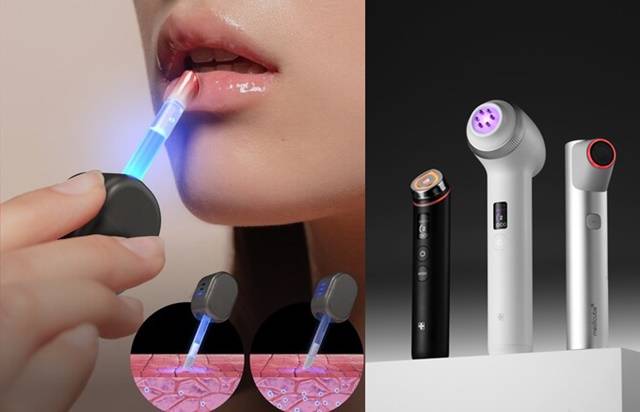 아모레퍼시픽이 'CES 2024'에서 선보인 '립큐이빔'(왼쪽)과 에이피알의 메디큐브 에이지알 2세대 디바이스. /아모레퍼시픽, 에이피알