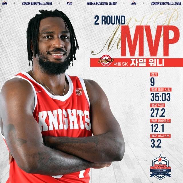 서울 SK의 자밀 워니가 스포츠일러스트레이티드 2라운드 MVP로 선정됐다. 사진=KBL 제공