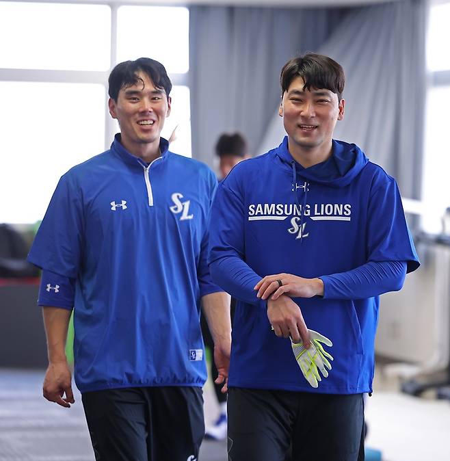 ▲임창민(오른쪽)과 김재윤 ⓒ삼성 라이온즈