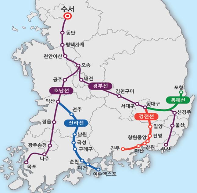 SRT 운행 노선. 자료 국토교통부