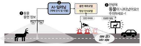 '인공지능(AI) 동물 찻길 사고 예방시스템' 개요 [환경부 제공. 재판매 및 DB 금지]