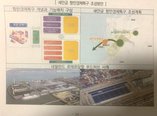 ▲새만금 기본계획 재수립 기본방향 용역에 포함된 '새만금 신항만 항만경제특구 조성방안' ⓒ새만금개발청