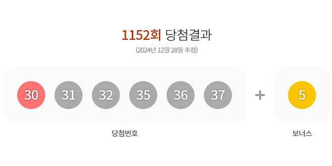 1152회 로또 당첨번호 조회.&nbsp;