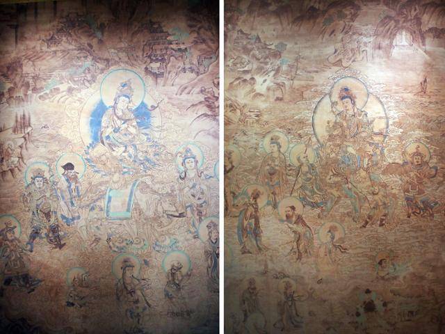 서하릉박물관에 과저우 유림굴 3호굴의 보현보살과 문수보살 복제품이 전시돼 있다. ⓒ최종명