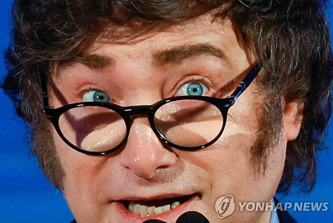 연설하는 아르헨티나 밀레이 [로이터 연합뉴스 자료사진. 재판매 및 DB 금지]