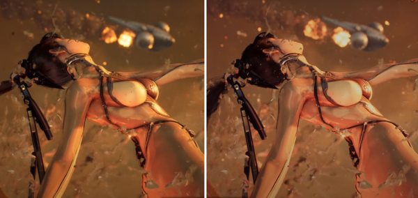 -&nbsp;명암비 및 질감 표현의 차이가 분명하다 /&nbsp;&nbsp;PS5 기본 모델(왼쪽)과 PS5 프로