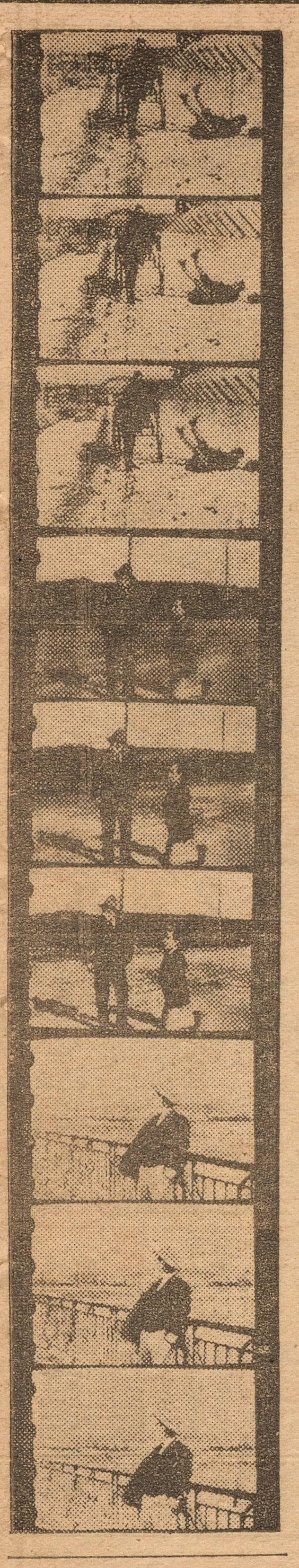 영화 '멍텅구리'가 개봉한 1926년 1월10일 조선일보에 공개된 영화 스틸사진. 모두 9점이다. 최멍텅이 옥매가 탄 인력거에 충돌해 쓰러지는 장면부터 친구 윤바람에게 옥매를 만나게 해달라고 무릎꿇고 애원하는 장면에 이어 소망이 이뤄지지않자 한강에 뛰어내리는 자살 소동을 벌이는 장면이다.필름이 남아있지 않기때문에 실제 영화 장면을 보여주는 귀중한 자료다.