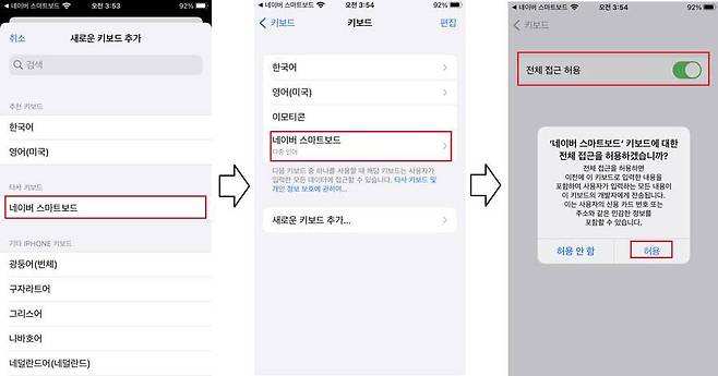 네이버 스마트보드의 추가를 확인 후 ‘전체 접근 허용’을 활성화 / 출처=IT동아