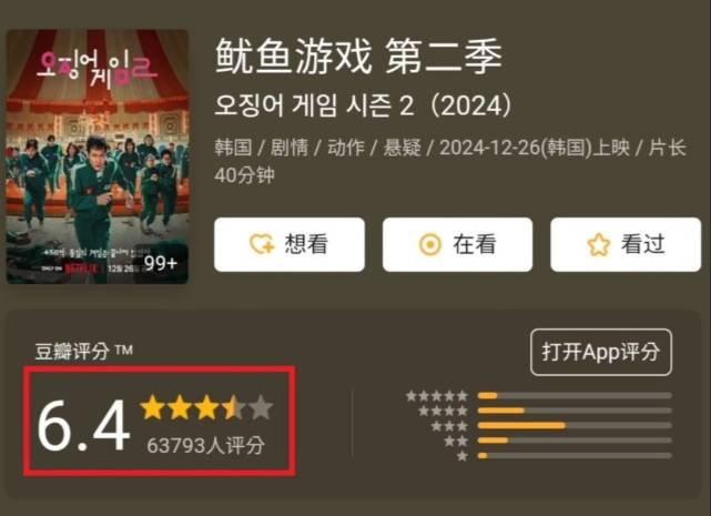 중국의 콘텐츠 리뷰 사이트 '더우반'에 오징에게임2 리뷰가 올라온 모습/사진=서경덕 성신여자대학교 교수 인스타그램 갈무리