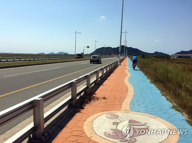 비응항에서 신시도로 가는 자전거 도로 [연합뉴스 자료사진]
