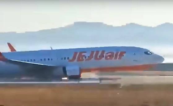 제주항공 여객기가 무안공항 활주로에 비상 동체착륙을 한 뒤 콘크리트 둔덕과 충돌하기 직전 조종석에서 기장의 마지막 모습으로 추정되는 모습이 포착됐다. 네티즌들은 기장이 마지막 순간까지 머리 위쪽 패널을 만지며 최대한 피해를 줄이려 했을 것이라고 추측했다. 사진 독자제공 영상 캡처