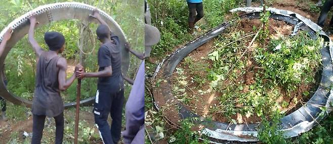 ▲ 아프리카 케냐 남부의 한 마을에 우주 쓰레기가 떨어진 모습 [엑스(X·전 트위터)]