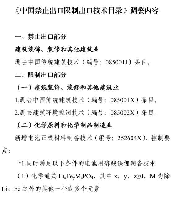 중국 수출 금지·제한 대상 기술 목록 조정안 [중국 상무부 홈페이지 캡처. 재판매 및 DB 금지]