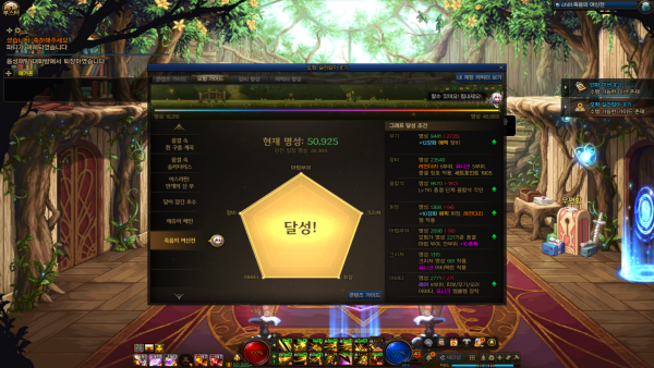 - 모험 길라잡이에서 콘텐츠, 파밍, 세팅 등 다양한 목표를 제시한다