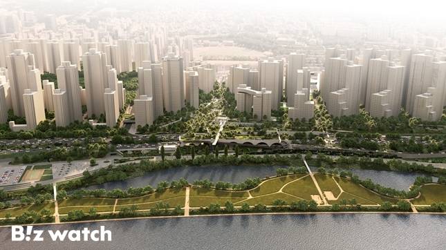 2027년 완공 예정인 반포동 한강변 올림픽대로 상부 1만㎡ 규모의 서울 첫 덮개공원이 정원과 숲놀이터, 오솔길과 산책로를 갖춘 생태공원으로 조성된다. /자료=서울시