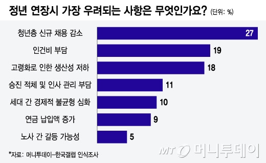 정년 연장시 가장 우려되는 사항은 무엇인가요/그래픽=윤선정