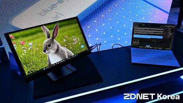 사진 왼쪽의 토끼 영상은 코어 울트라 200V 내장 GPU로 생성됐다. (사진=지디넷코리아)